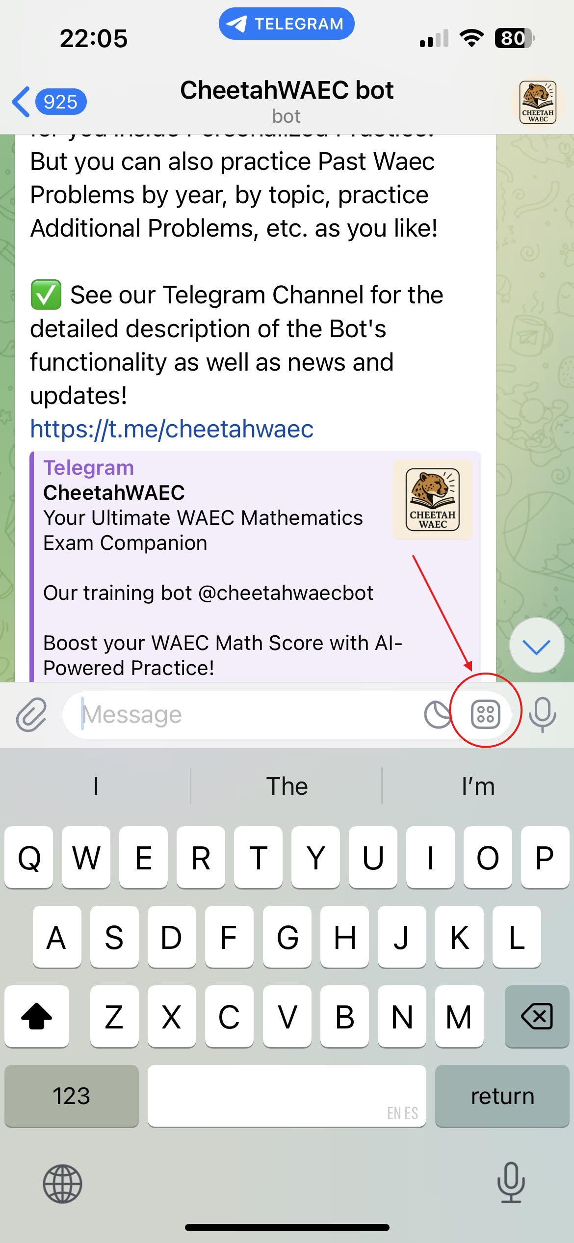 Telegram bot menu button